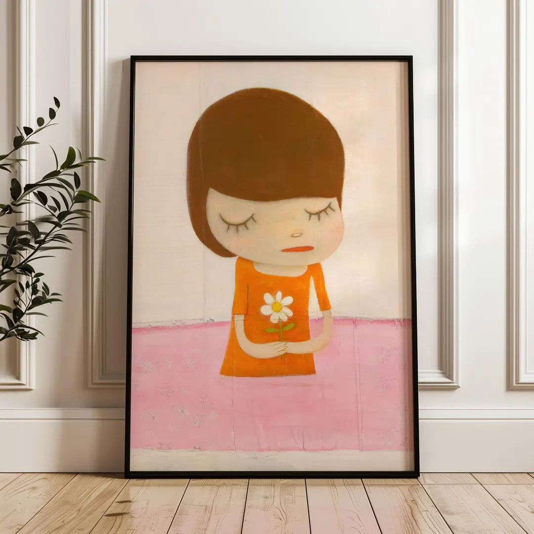 Girl Holding Flower, Yoshitomo Nara Wall Art Print, Contemporary Poster | Etsy (Global)