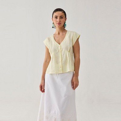 The Deep V Neck Top in Butter Lemon | Target