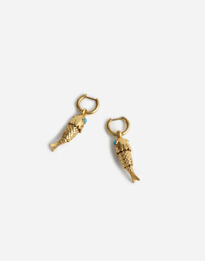 Fish Charm Huggie Hoop Earrings | Madewell
