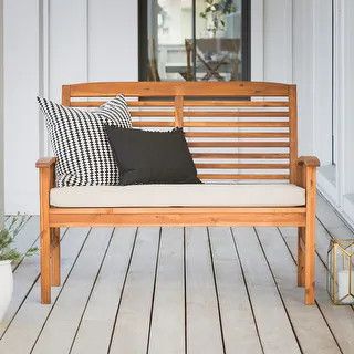 Middlebrook Surfside Acacia Wood Outdoor Love Seat | Bed Bath & Beyond
