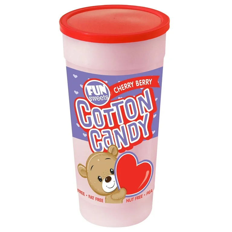 Fun Sweets Brand 4oz Teddy Bear Cherry Berry Cotton Candy - Nut Free & Gluten Free | Walmart (US)