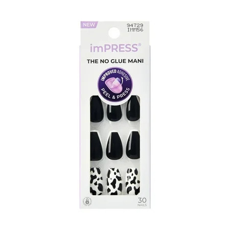 imPRESS Medium Press On Nails Like A Star Black Medium Coffin 30 Count | Walmart (US)