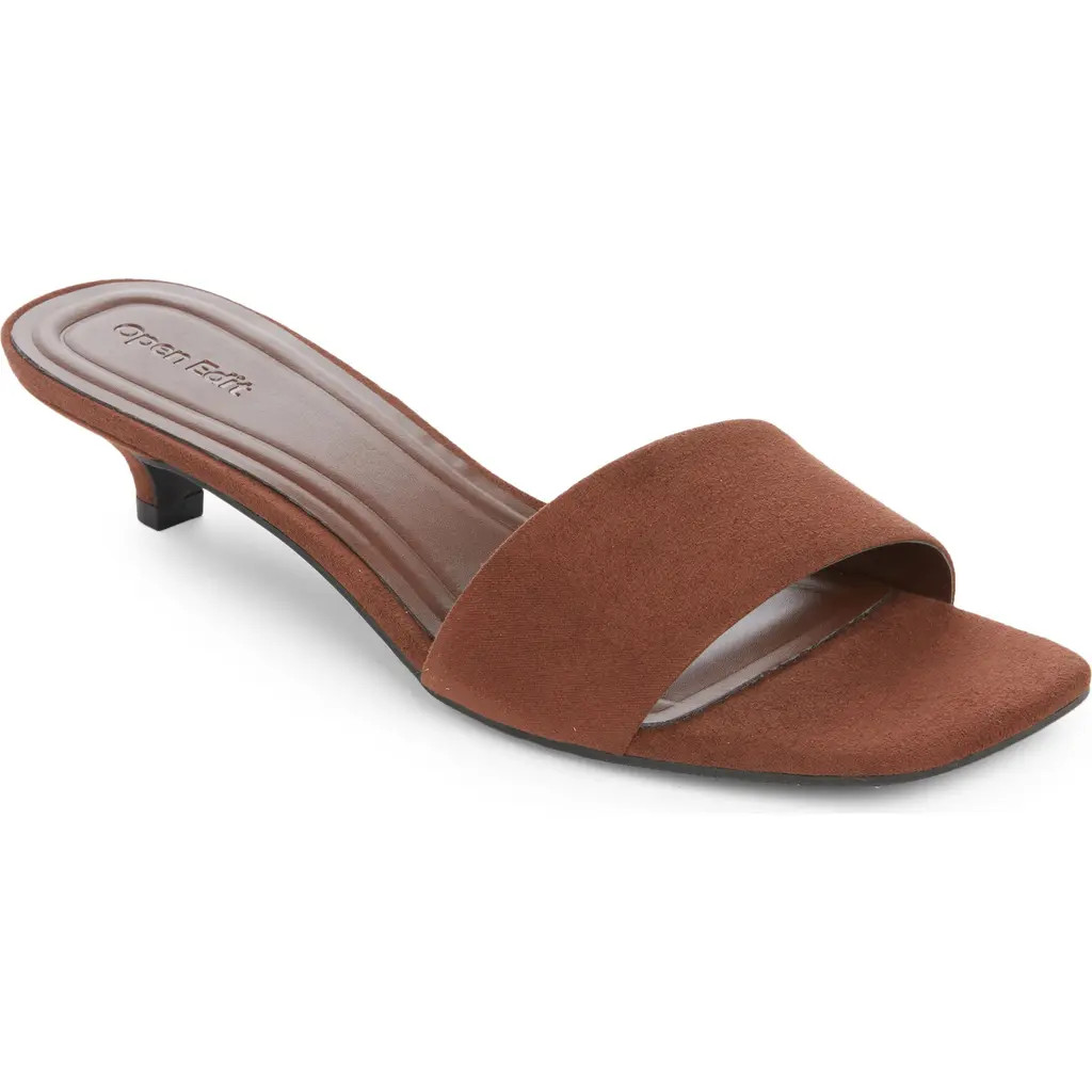 Open Edit Tanner Kitten Heel Slide Sandal in Brown Chocolate at Nordstrom, Size 5.5 | Nordstrom