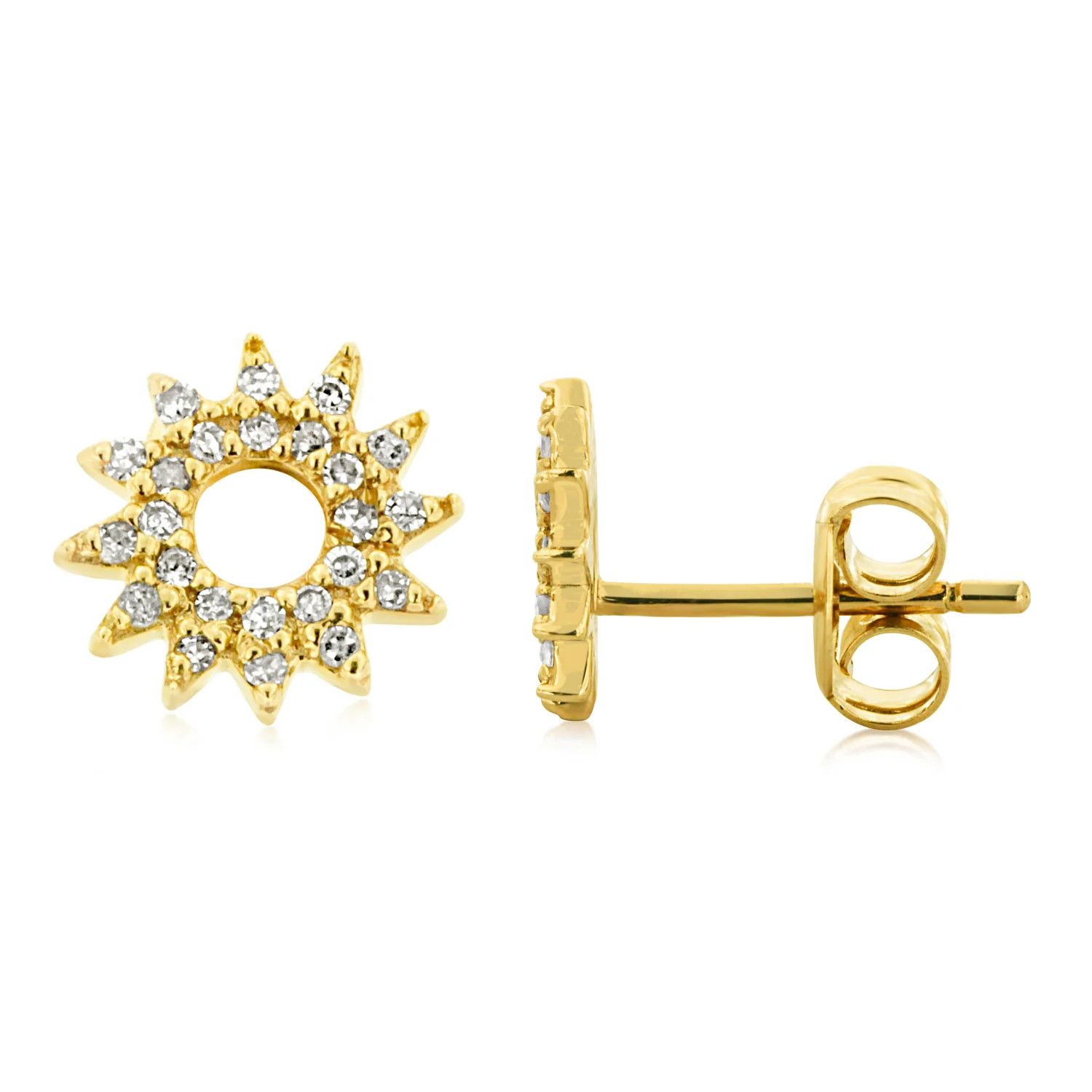 14K Diamond Sun Stud Earrings | Dainty by DK