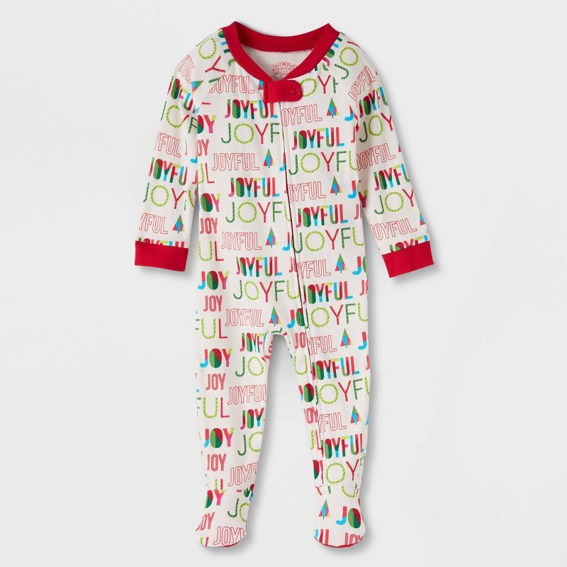 Baby Holiday Joyful Print Matching Family Footed Pajama - Wondershop™ Cream | Target