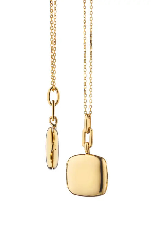 Monica Rich Kosann Slim Cushion Locket Necklace in Gold at Nordstrom, Size 17 In | Nordstrom