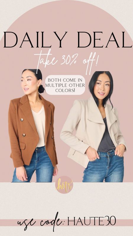 Use code HAUTE30 & take 30% OFF this blazer & jacket. Use my code HAUTE10 on everything else @gibsonlook

Workwear, gifts for her, blazer, jacket, moto jacket, sale alert, gift guide, deal of the day, daily deal, Christmas gifts, business casual

#LTKGiftGuide #LTKworkwear #LTKHoliday