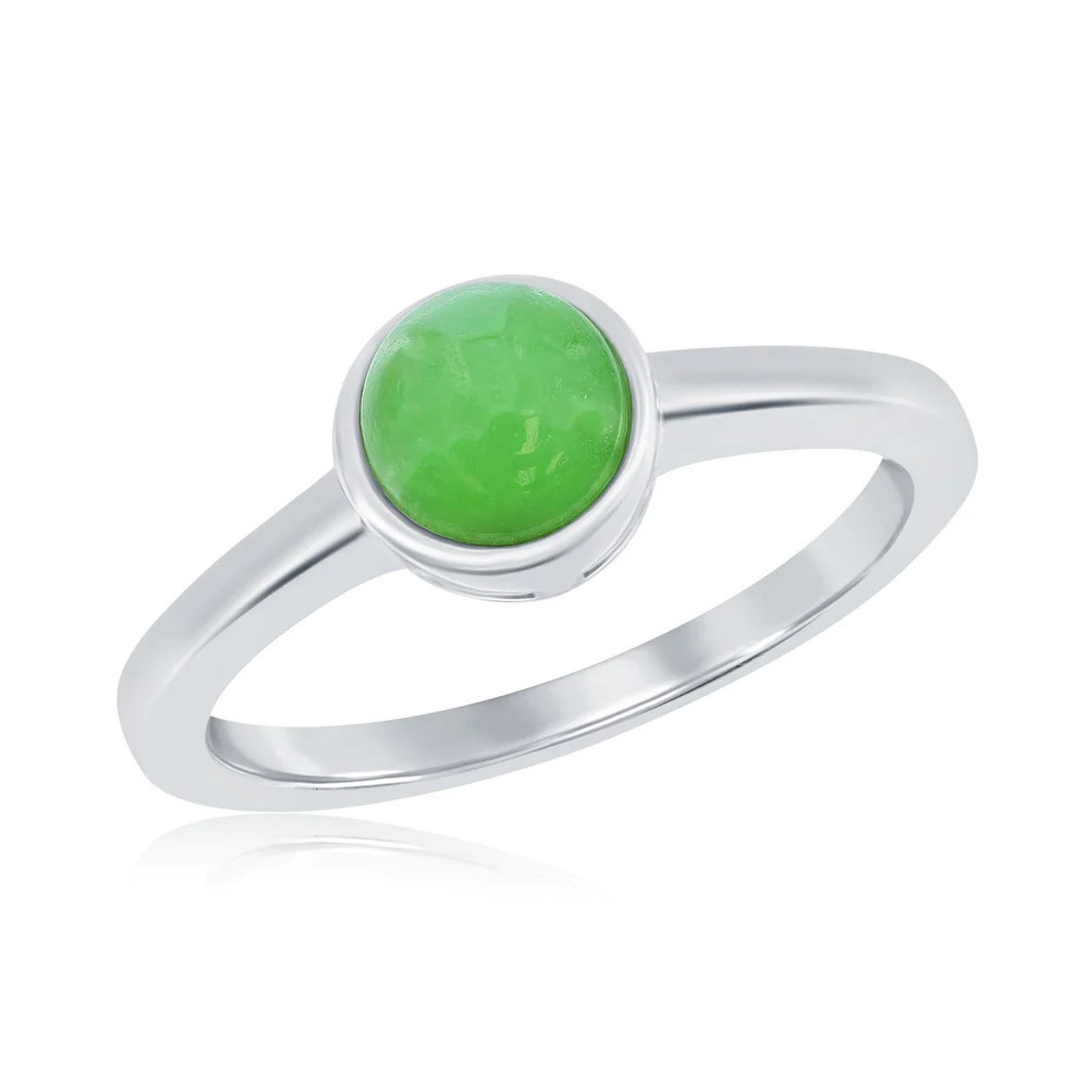 Sterling Silver 6MM Round Jade Solitaire Ring | Shop Simon