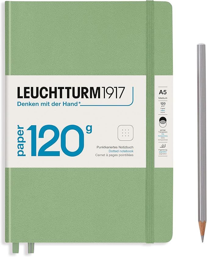 LEUCHTTURM1917 - 120G Special Edition - Medium A5 Dotted Hardcover Notebook (Sage) - 203 Numbered... | Amazon (US)