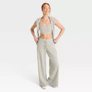 Women's Ribbed Straight Let Pants - All In Motion™ Light Heathered Gray L | Target