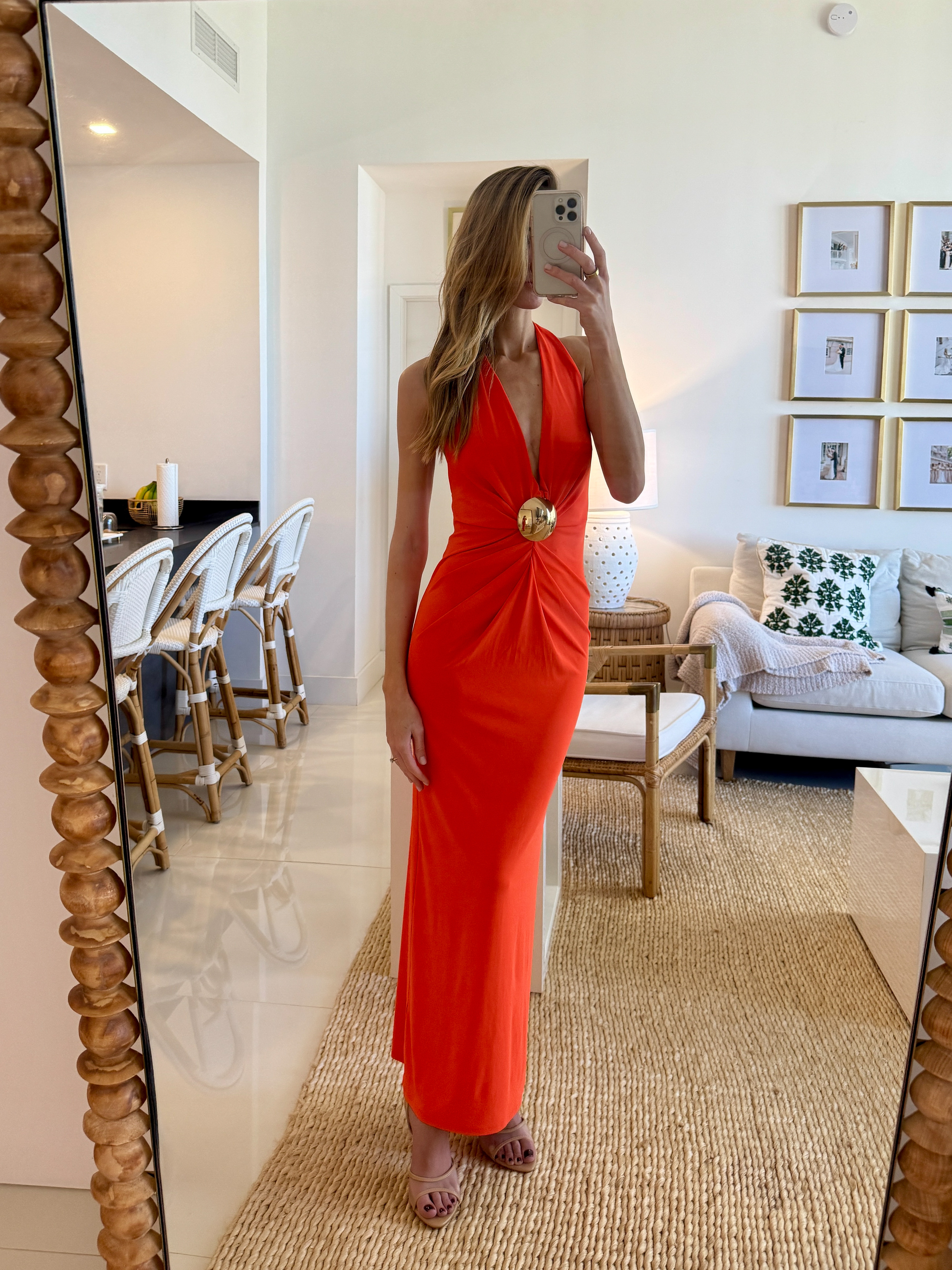 Maison Sel Flavie Orange Maxi Dress. 💫 Wearing a size 2. I'm 5'10" for reference. Tags: maison sel flavie orange maxi dress, orange maxi dress, orange formal dress, orange wedding guest dress, orange bridesmaid dress, orange gala dress, orange evening gown, tangerine maxi dress, tangerine formal dress, clementine maxi dress, coral orange maxi dress, orange halter maxi dress, plunge neck maxi dress, gold hardware maxi dress, orange going out dress, orange cocktail maxi dress, ruched maxi dress, draped maxi dress, summer wedding guest dress, spring wedding guest dress, beach wedding guest dress, engagement party dress, rehearsal dinner dress, date night maxi dress, vacation maxi dress, resort maxi dress