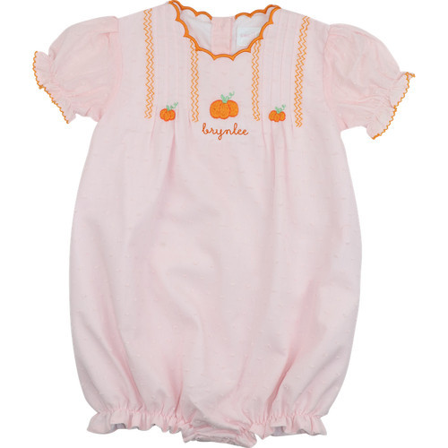 Pink Swiss Dot Embroidered Pumpkin Bubble | Cecil and Lou