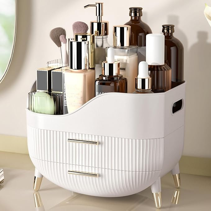 Makeup Organizer for Vanity, Large Capacity Skincare Cosmetic Organizer Countertop with 2 Drawers... | Amazon (US)