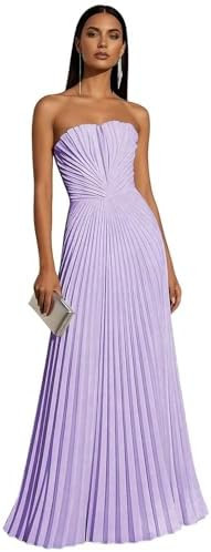 Strapless Satin Prom Dresses 2026 Long A Line Cocktail Dress Pleated Formal Wedding Guest Dresses... | Amazon (US)