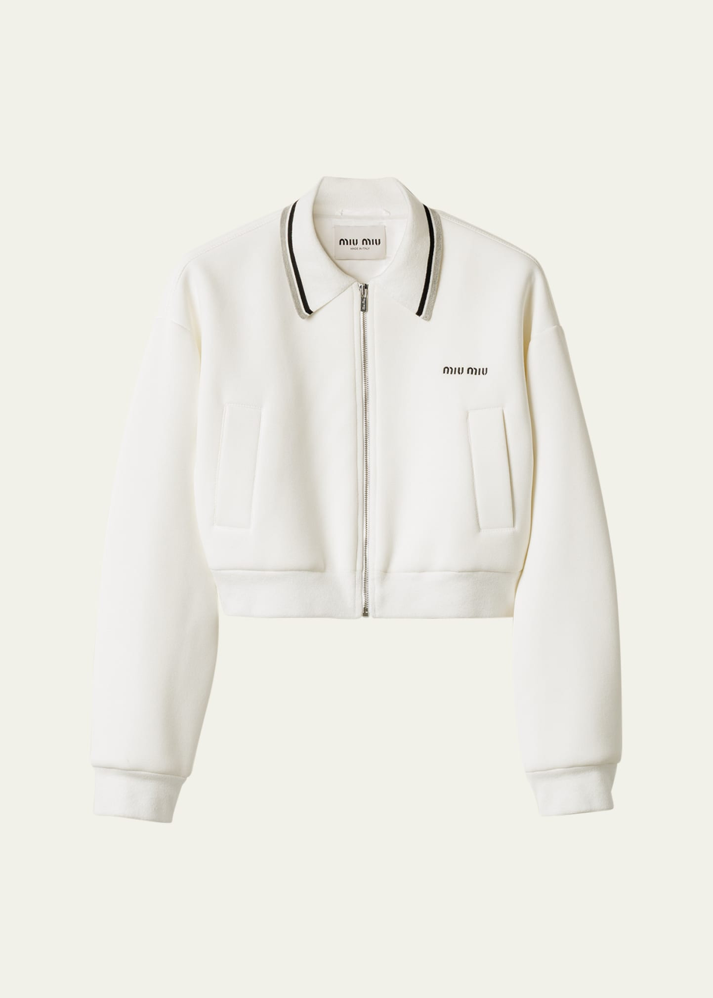 Miu Miu Piquet Cropped Zip Jacket | Bergdorf Goodman