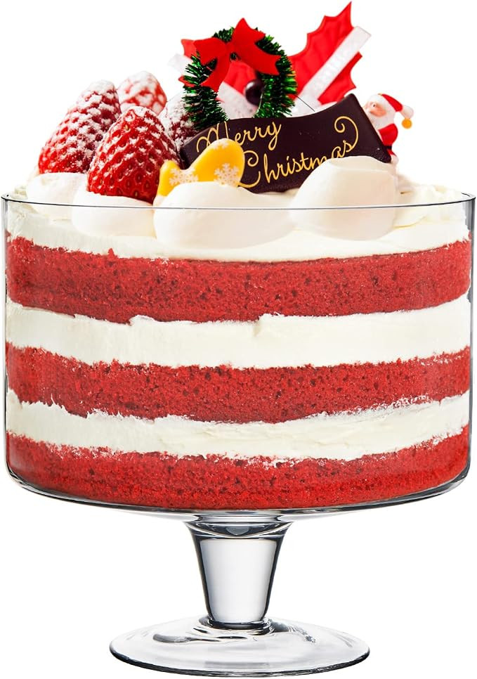 Trifle bowl Glass Crystal-Clear Set of 1, 116oz(3.3L), Footed Trifle Bowl with Stand, Trifle dish... | Amazon (US)