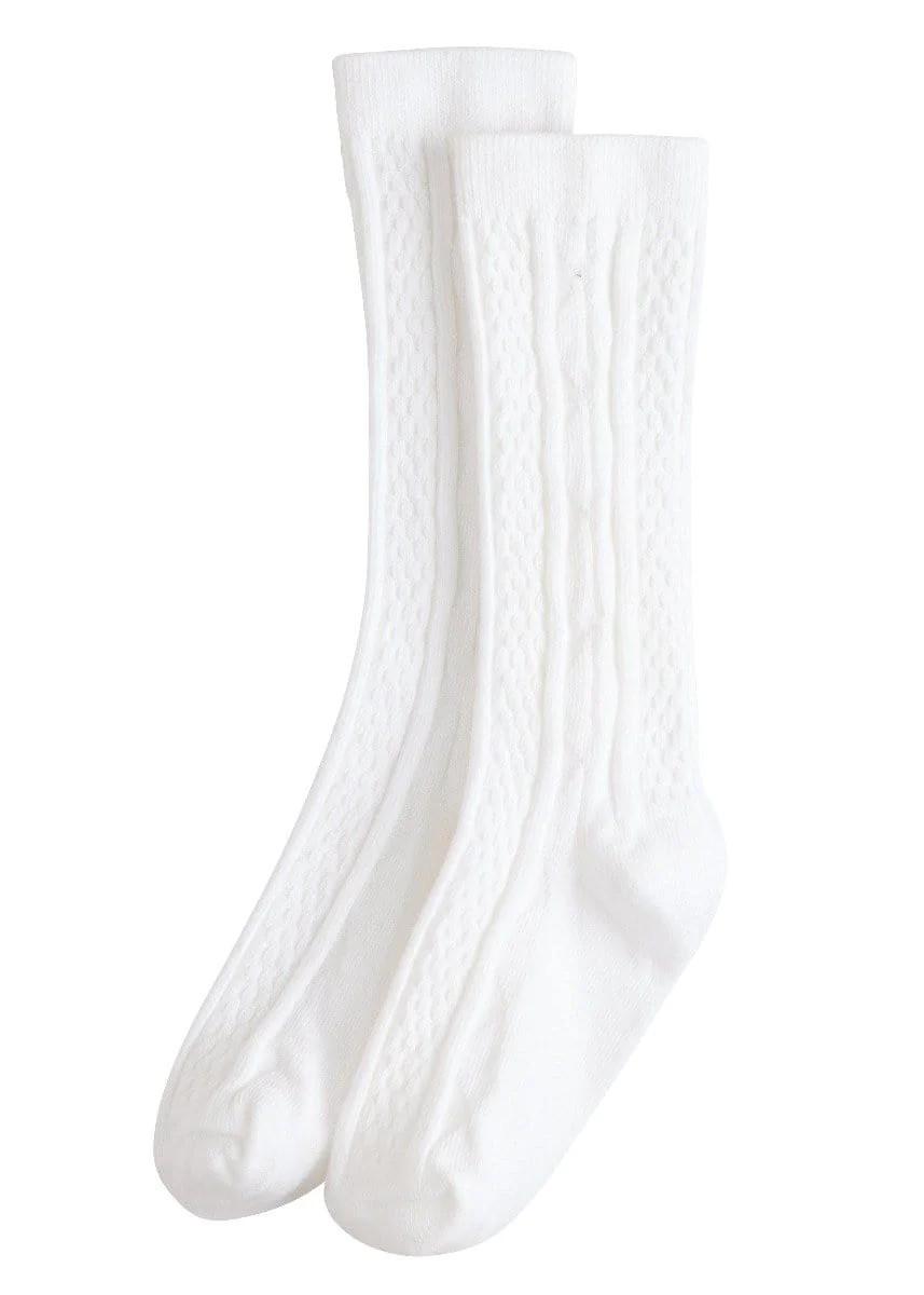 Cable Knee High - White | Little English