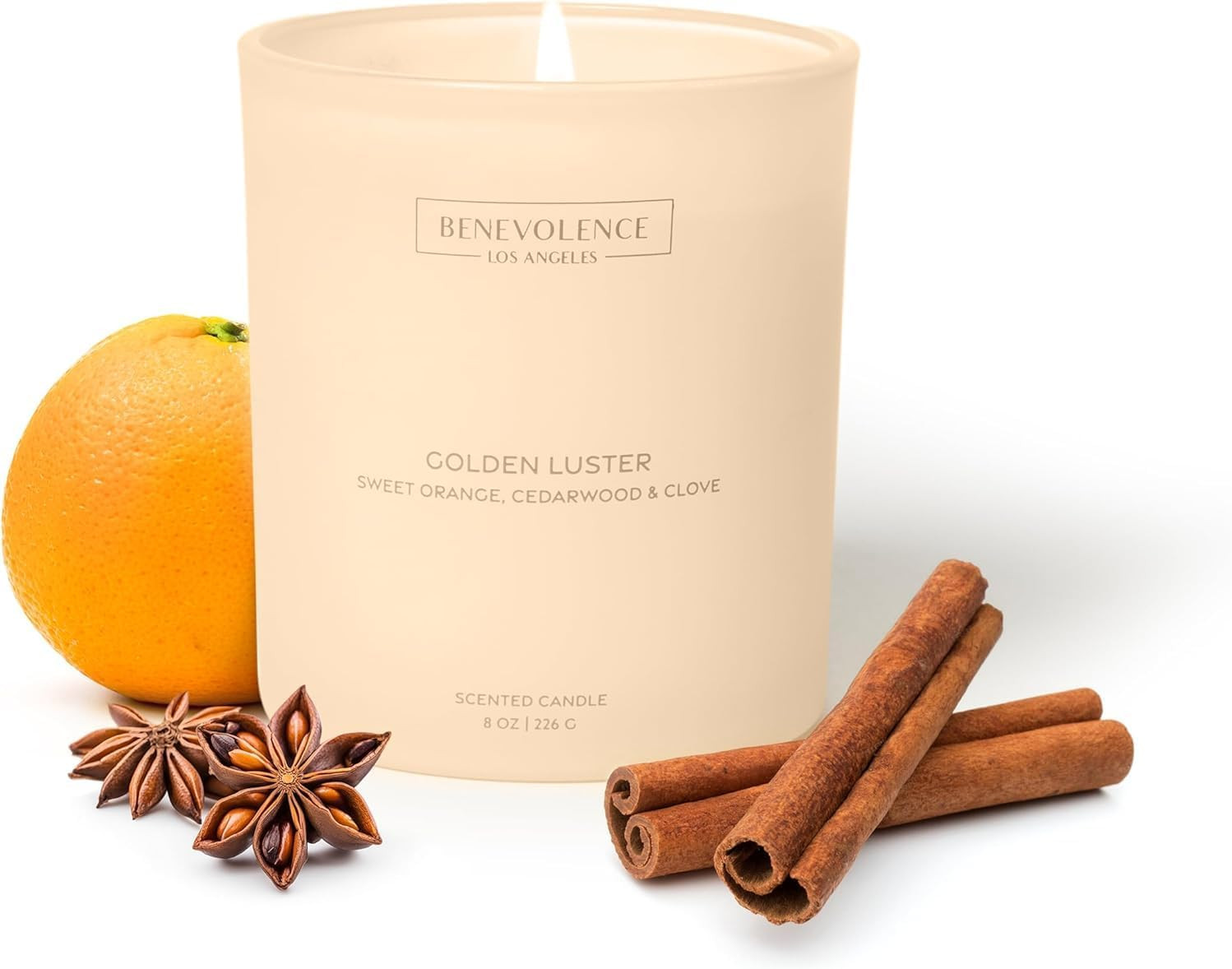 Orange, Cedarwood & Clove – Benevolence LA Scented Candle for Home | 8oz, 45-Hour Burn | Natural Soy Wax, Cotton Wick | Malibu Sands Collection, Gift for Women & Men | Amazon (US)
