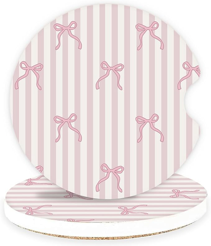 Ceramic Car Coasters – Absorbent Car Cup Holder Coaster Set for Women, Cute Aesthetic Car Acces... | Amazon (US)