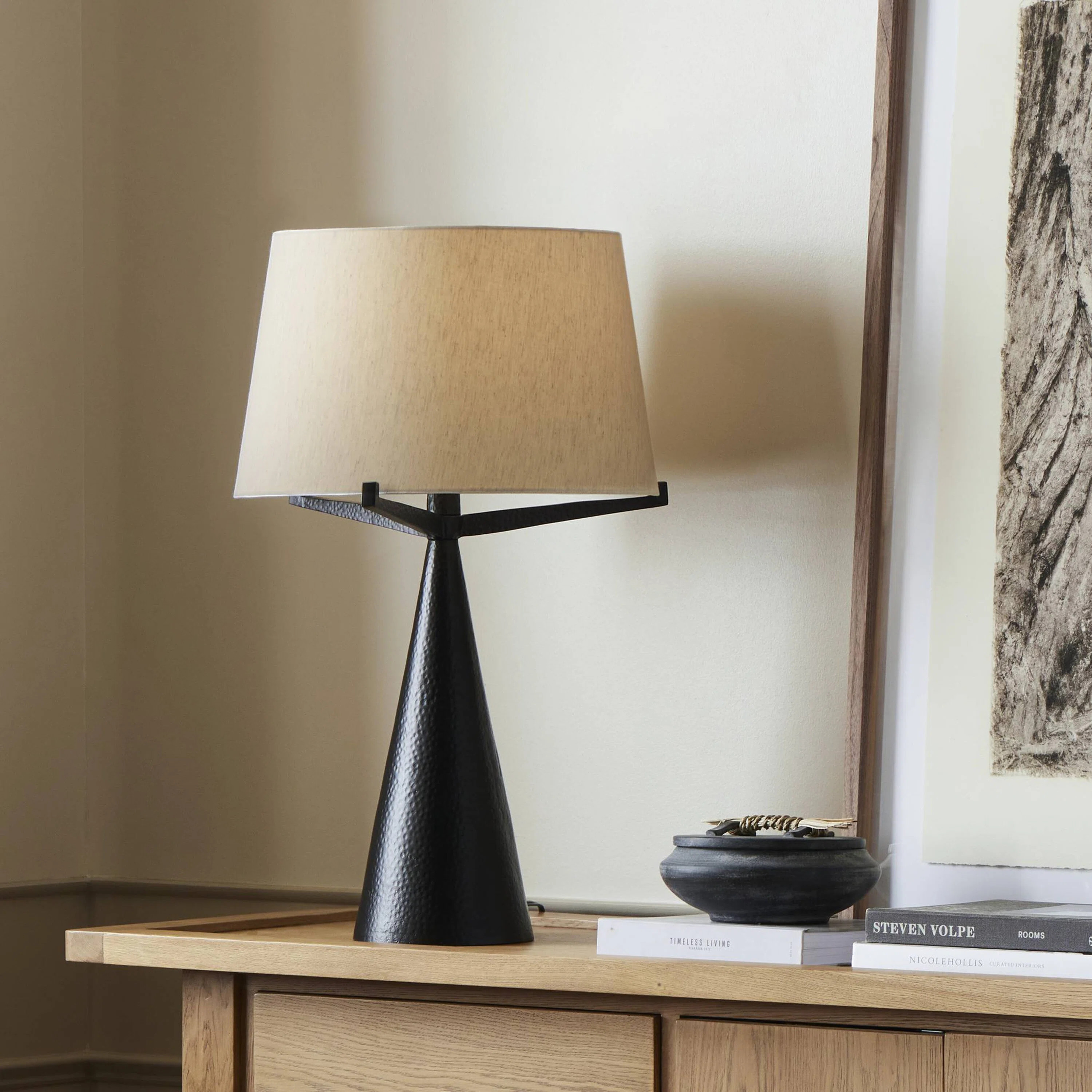 Lea Table Lamp-Hammered Black Aluminum | Wayfair North America
