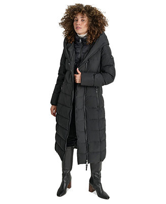 Women's Bibbed Shawl Collar Hooded Puffer Coat | Macy's