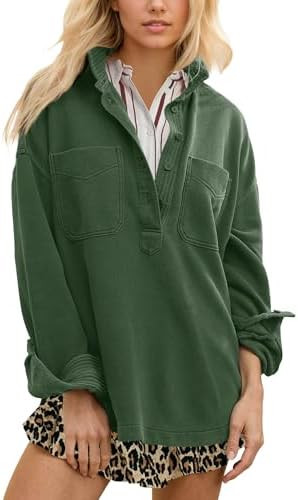 Locachy Women's Oversized Sweatshirt Polo Neck Pullover Top Fall Outfits | Amazon (US)