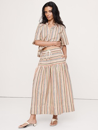 Cotton Poplin Tiered Maxi Skirt | Banana Republic (US)