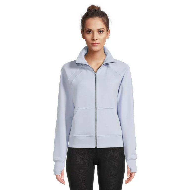 Avia Women's Plush Mixed Rib Mock Neck Full Zip Jacket | Walmart (US)