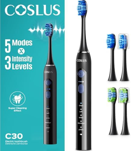 COSLUS Sonic Electric Toothbrush for Adults: 3 Intensities & 5 Modes Customized for Effective Yet... | Amazon (US)