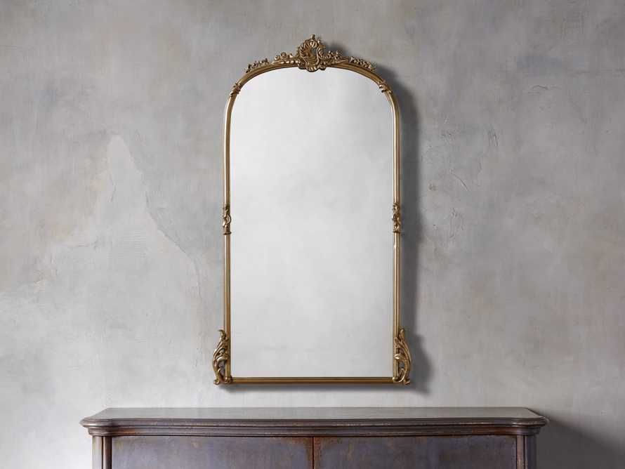 Amelie 28"" Wooden Arched Wall Mirror in Gold Hue | Arhaus