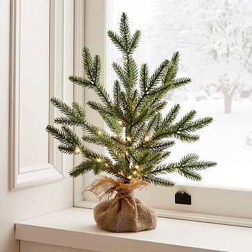 Burlap Wrapped Light-Up Tabletop Tree | West Elm (US)