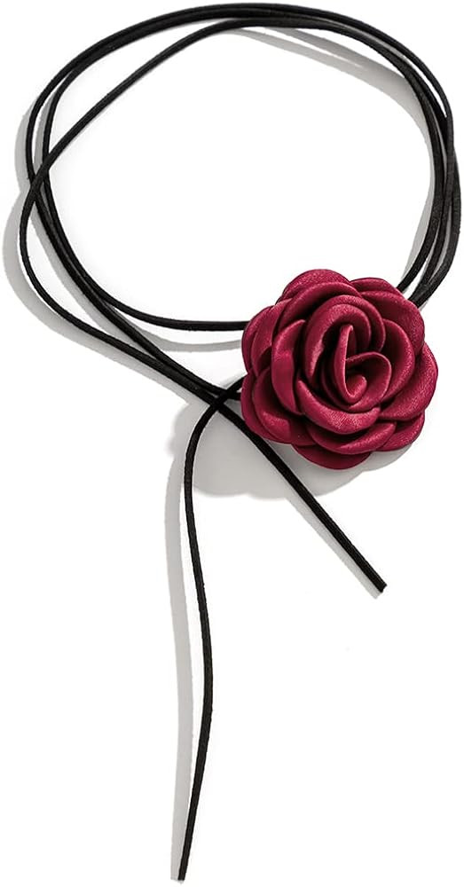 Flower Choker Necklace for Women - Adjustable Lace-up Design Handmade Velvet Floral Choker Neckla... | Amazon (US)