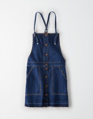 AE Button Front Denim Dress Overall | American Eagle Outfitters (US & CA)