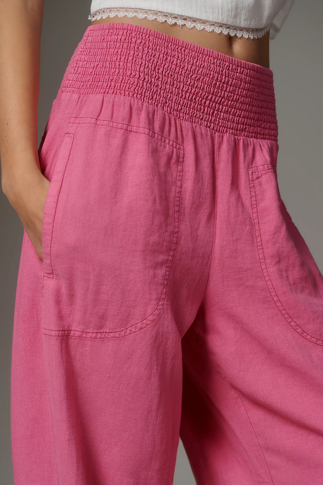 The Reese Linen Blend Pull-On Barrel Pants by Pilcro | Anthropologie (US)