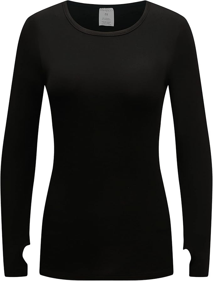 OThread & Co. Women's Long Sleeve T-Shirt Comfy Thumb Hole Shirts Basic Stretch Layer | Amazon (US)