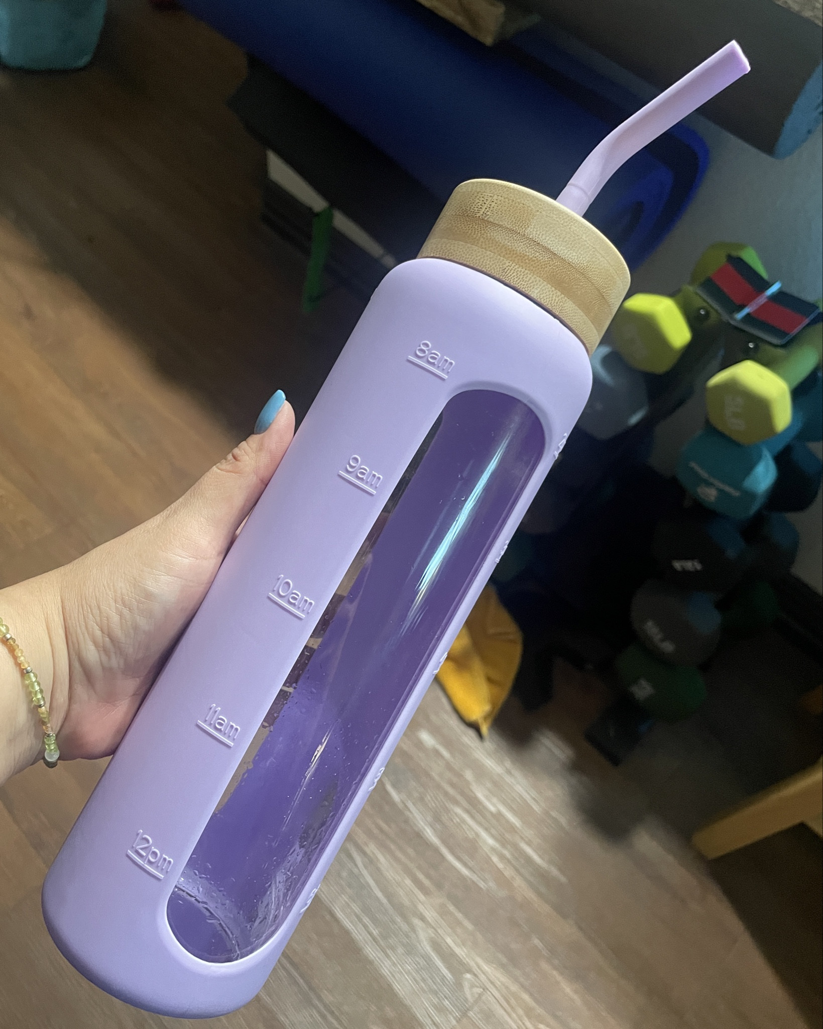 Clear Water Bottle with Silicone Sleeve Time Marker

The inclusion of both a chug lid and a bamboo straw lid offers versatile drinking options for different preferences. You can easily switch between the lids depending on your needs. Whether for water, juice, smoothies, or other beverages, the glass water bottle with dual lids is ideal for various drink options. Chug lid provides easy access for quick hydration on the go, workouts, hikes or daily commutes. The bamboo straw lid offers a stylish way to sip drinks slowly. 

The borosilicate glass water bottle offers a high level of purity, ensuring that there is no leaching of harmful chemicals into the water or beverage stored in it. The transparency of borosilicate glass allows you to easily see the contents of the bottle, making it aesthetically pleasing as well as practical. And It can withstand high and low temperatures without shattering or cracking, which makes it suitable for both hot and cold drinks.

The waterbottle set comes with a glass water bottle covered with a silicone protective sleeve, 1 bamboo lid and 1 chug lid with top handle, 1 stainless steel straw, and 1 straw cleaning brush. With its eco-friendly design, practicality, and stylish appearance, the reusable water bottle makes for a great gift option for friends, family, or colleagues who value sustainability and quality in their daily essentials.

#LTKActive #LTKFitness #LTKHome