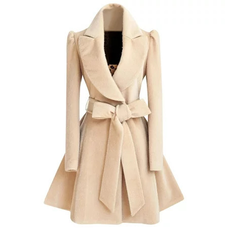 Ladies Fashionable Slim-fit Woolen Winter Coat Warm Outerwear for Women Beige XL | Walmart (US)