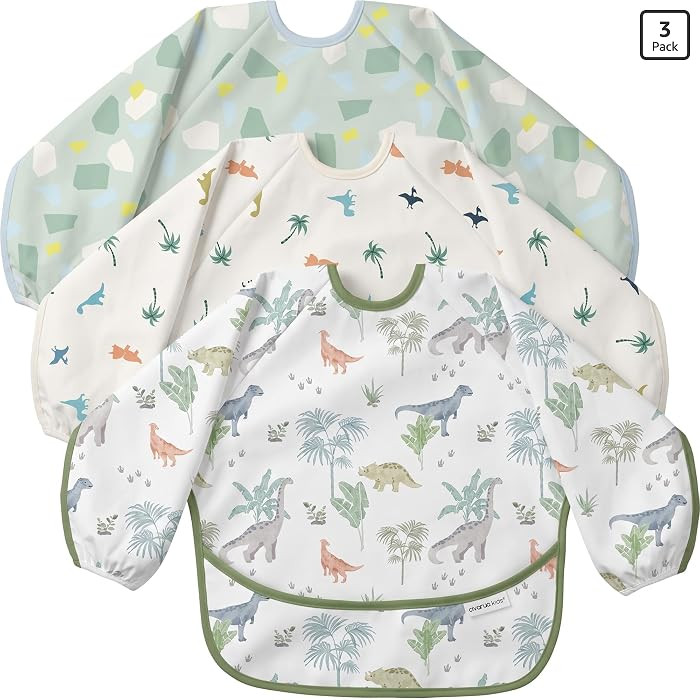 3 Pack Long Sleeve baby Bibs for Eating, Waterproof Smock Bib | Amazon (US)
