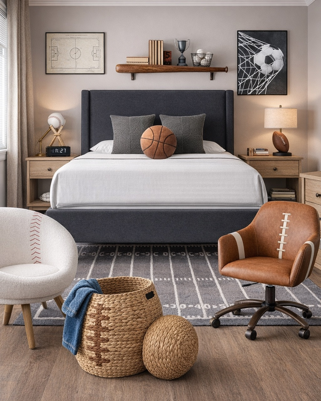 Sports Bedroom Decor - Teenage Boy Bedroom Decor/Kids’ Bedroom Design Ideas

Sports themed bedroom, little boys’ bedroom, teen boy, dorm decor, college bedroom, preteen boy room, baseball decor, football decor, basketball decor, Pottery Bar teen, baby boy nursery ideas, modern kids’ bedroom, playroom decor, children’s room, boys bedroom makeover, modern farmhouse home decor, Wayfair finds, Amazon finds, black upholstered bed frame, desk chair, bedside table, college boy dorm room

#LTKHome #LTKKids