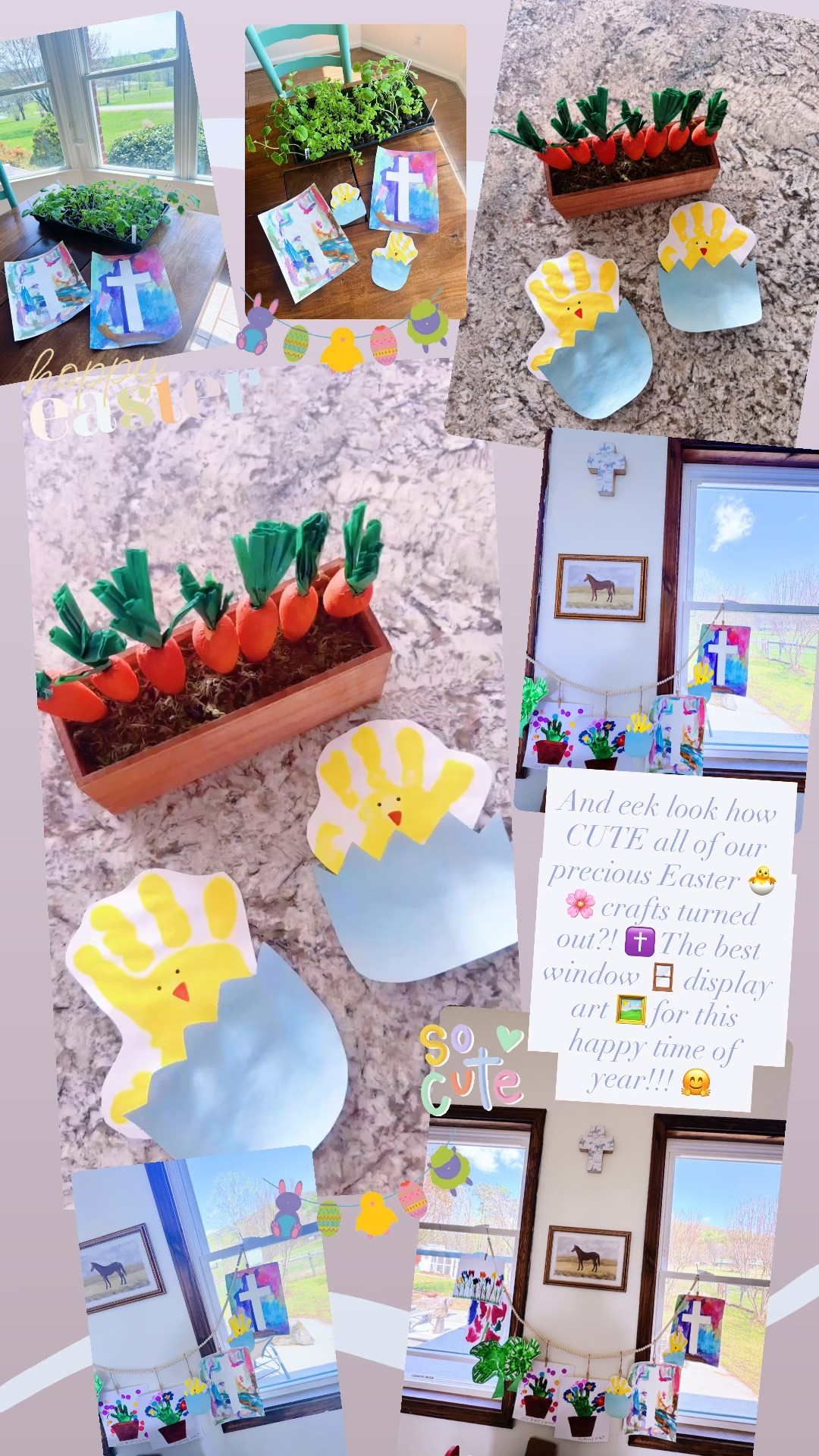 And eek look how CUTE all of our precious Easter 🐣🌸 crafts turned out?! ✝️ The best window 🪟 display art 🖼️ for this happy time of year!!! 🤗