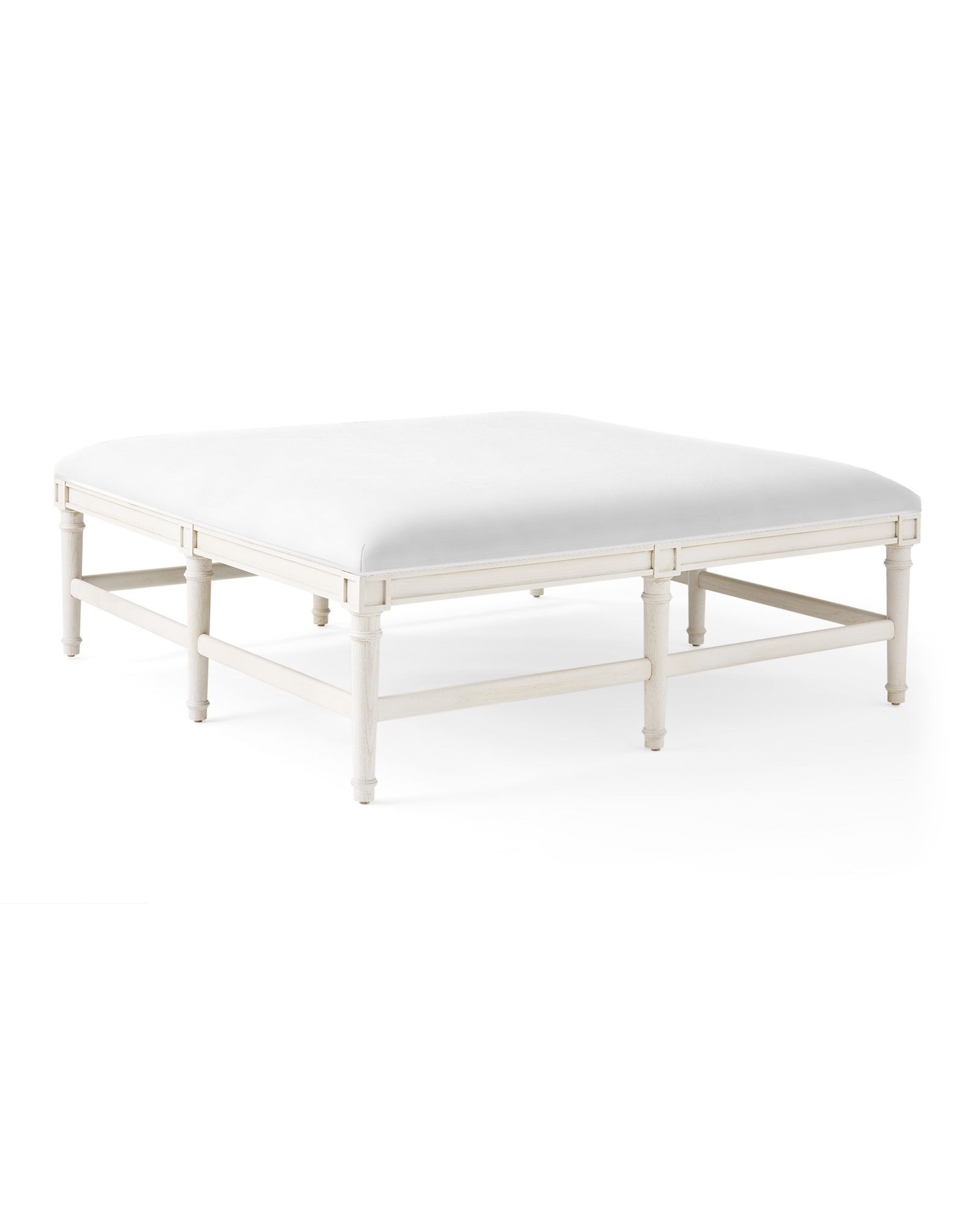 Bridgeway Ottoman - Washed White | Serena and Lily
