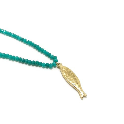 NFVITLP Boho Ocean Pendant Necklace for Women Crystal Beaded Adjustable Gold Fish Charm Necklace Multi Layer Rice Beads | Rope Stacked Turtle Sea Star Shell Fish Necklace Summer Beach Jewelry (Blue) | Amazon (US)