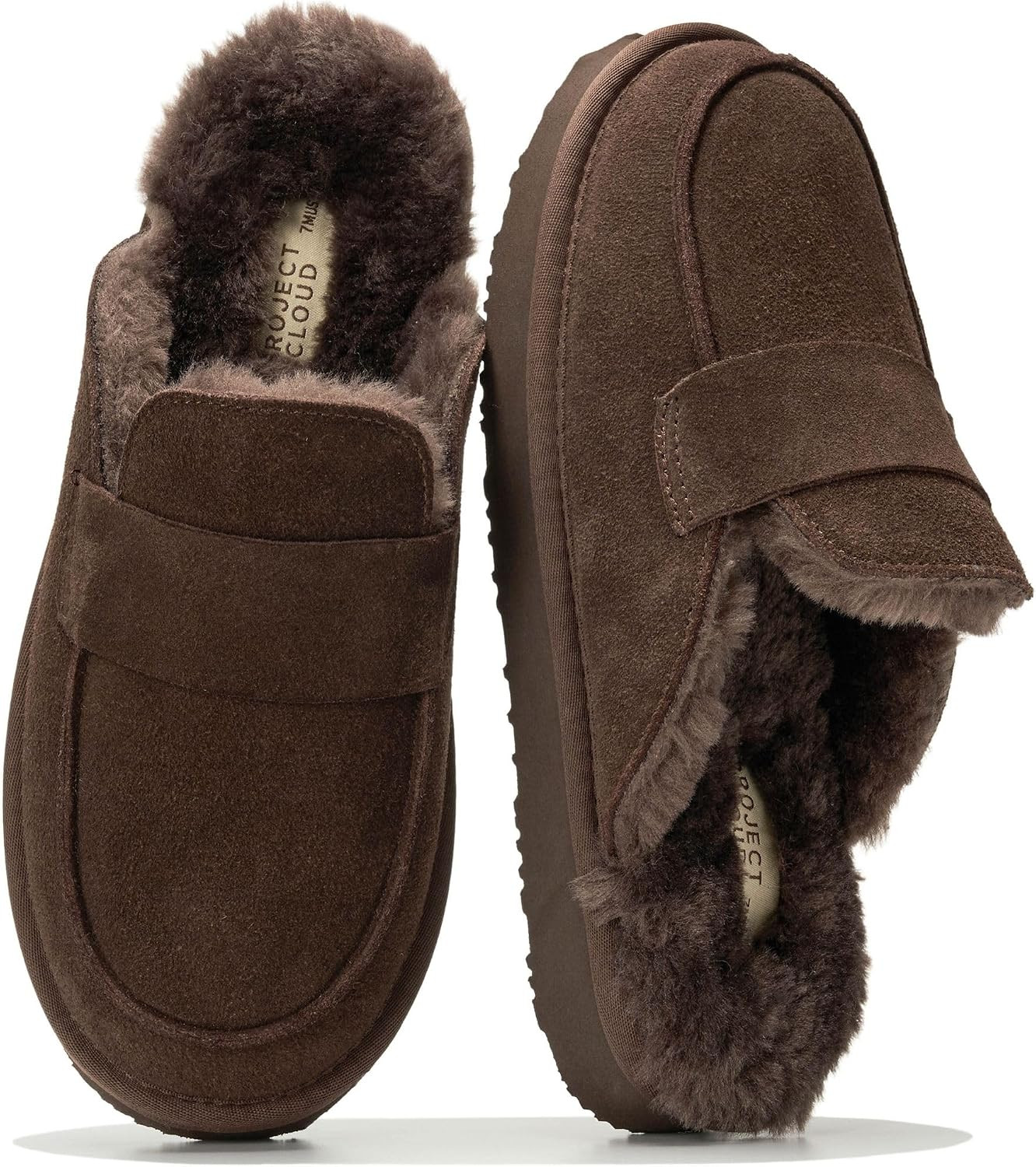 Project Cloud 100% Genuine Leather Brunch Slippers for Women - Fuzzy Clogs | Amazon (US)