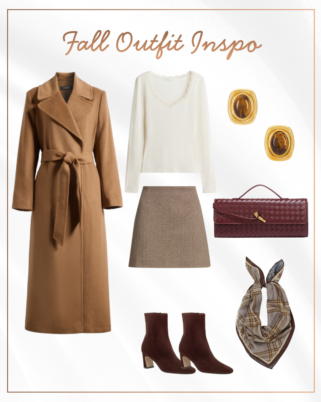 Fall Outfit Inspo

ltkgrwm / fall outfits / fall outfit / autumn outfits / autumn outfit / fall outfit ideas / fall outfit idea / fall outfit inspo / brown side boots / suede boots / boots / ankle boots / booties / Ralph Lauren / brown coat / camel coat / tweed skirt / tweed mini skirt / white Henley top / long sleeve top / long sleeve blouse / Amazon / Amazon finds / amazon style / earrings / luxury inspired / luxury dupe / scarf / silk scarf / sale / sale alert / fall shoes / fall boots / fall fashion
 #LTKootd #LTKSeasonal #LTKSaleAlert