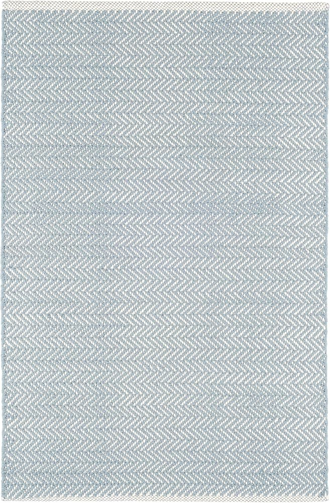 Dash and Albert Herringbone Cotton Area Rug - 5' x 8' Swedish Blue Geometric Handwoven Accent Rug... | Amazon (US)