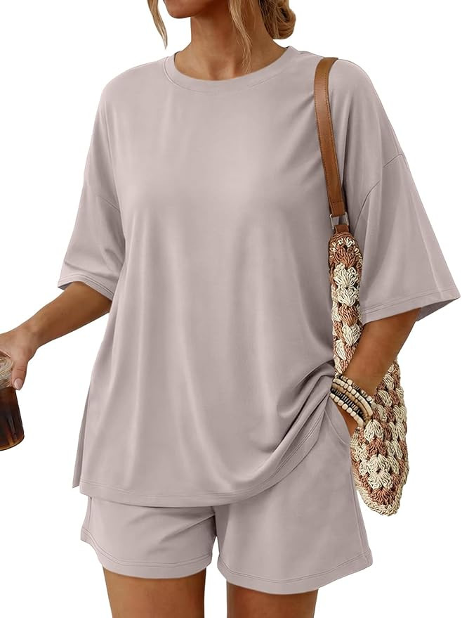Trendy Queen 2 Piece Summer Set Oversized Top & Loose Fit Shorts with Pockets | Amazon (US)