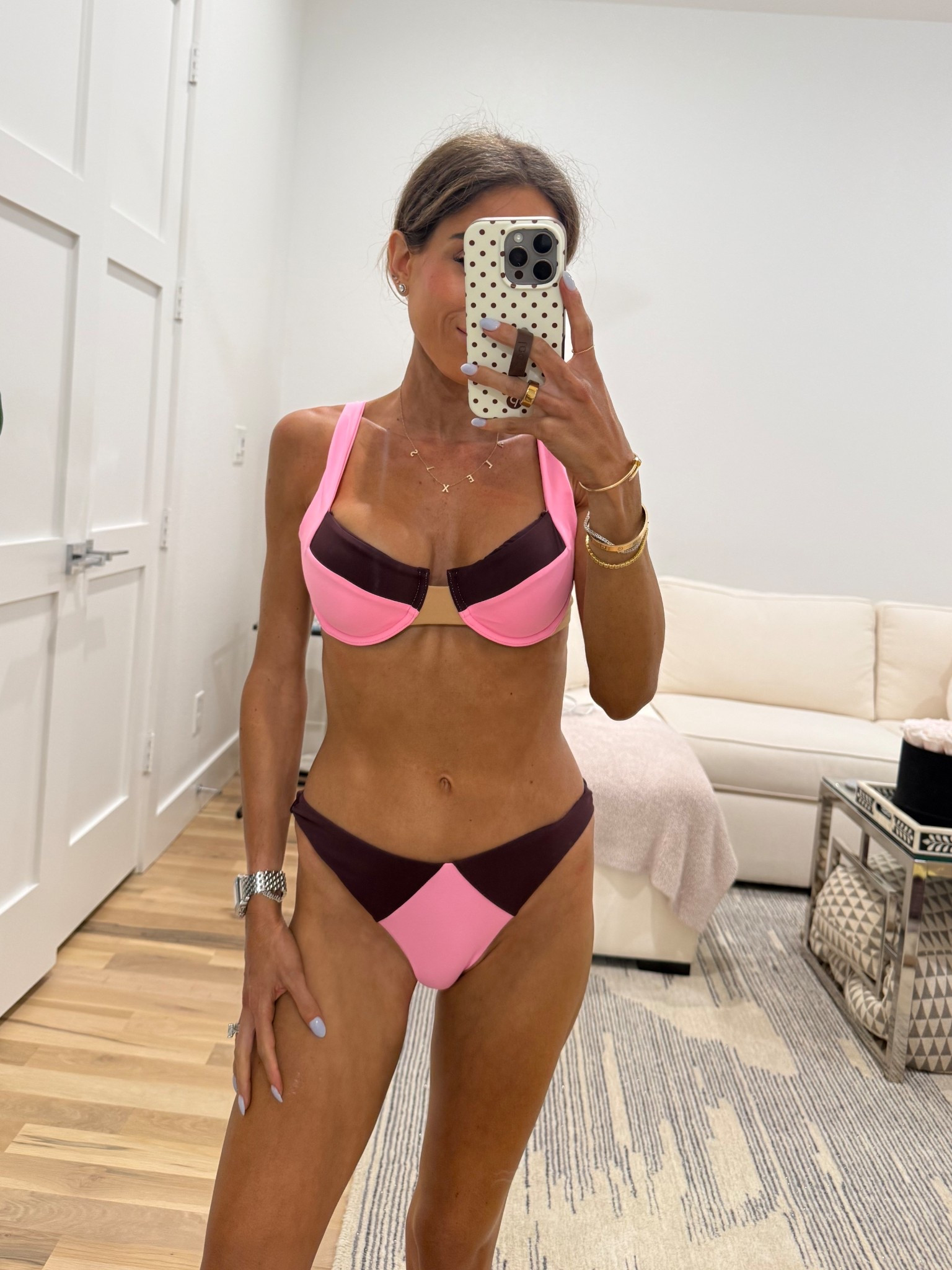 Pink and brown bikini size m top xs bottoms so flattering on 

#LTKhaul #LTKSwim
