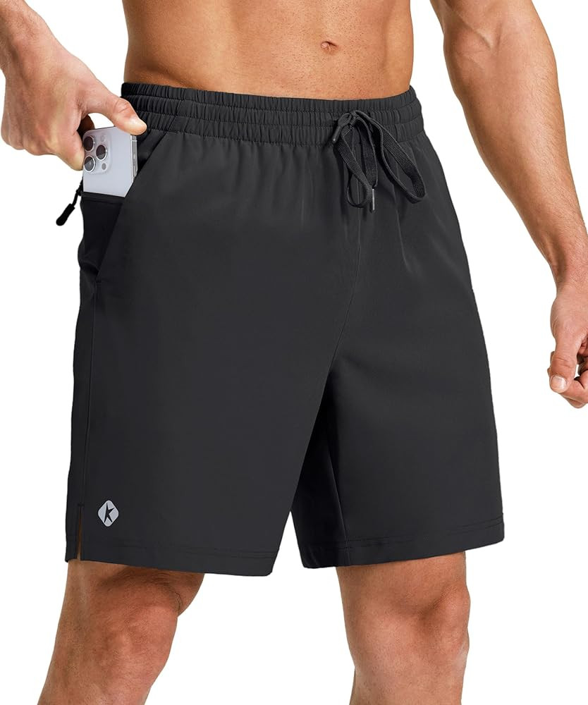 Ksmien Men's Running Shorts 7 Inch with Zipper Pockets Quick Dry Lightweight Athletic Shorts for ... | Amazon (US)
