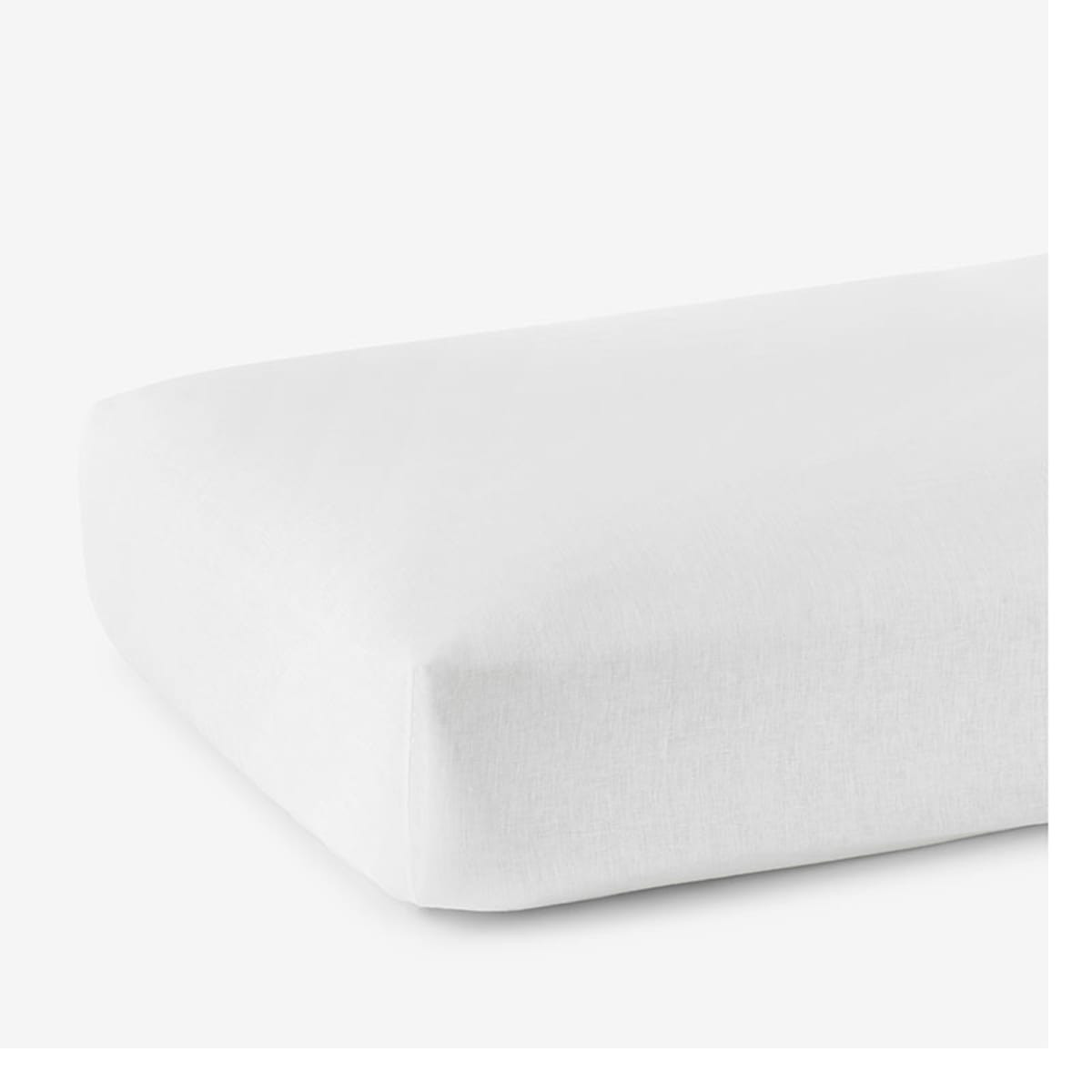 Premium Breathable Washed Linen Solid Fitted Bed Sheet - White, Twin | The Company Store