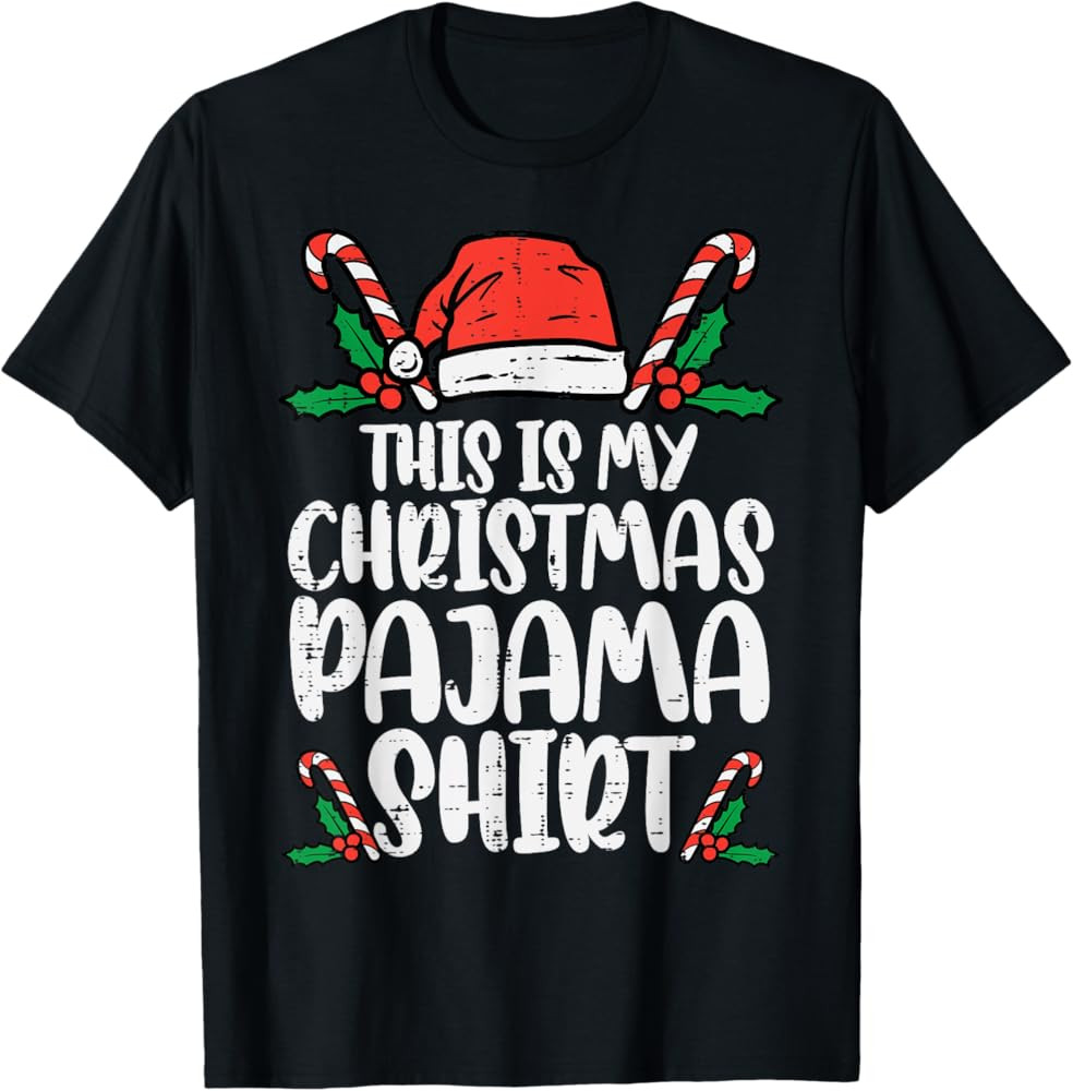 This Is My Christmas Pajama Shirt Funny Xmas PJs Men Women T-Shirt | Amazon (US)